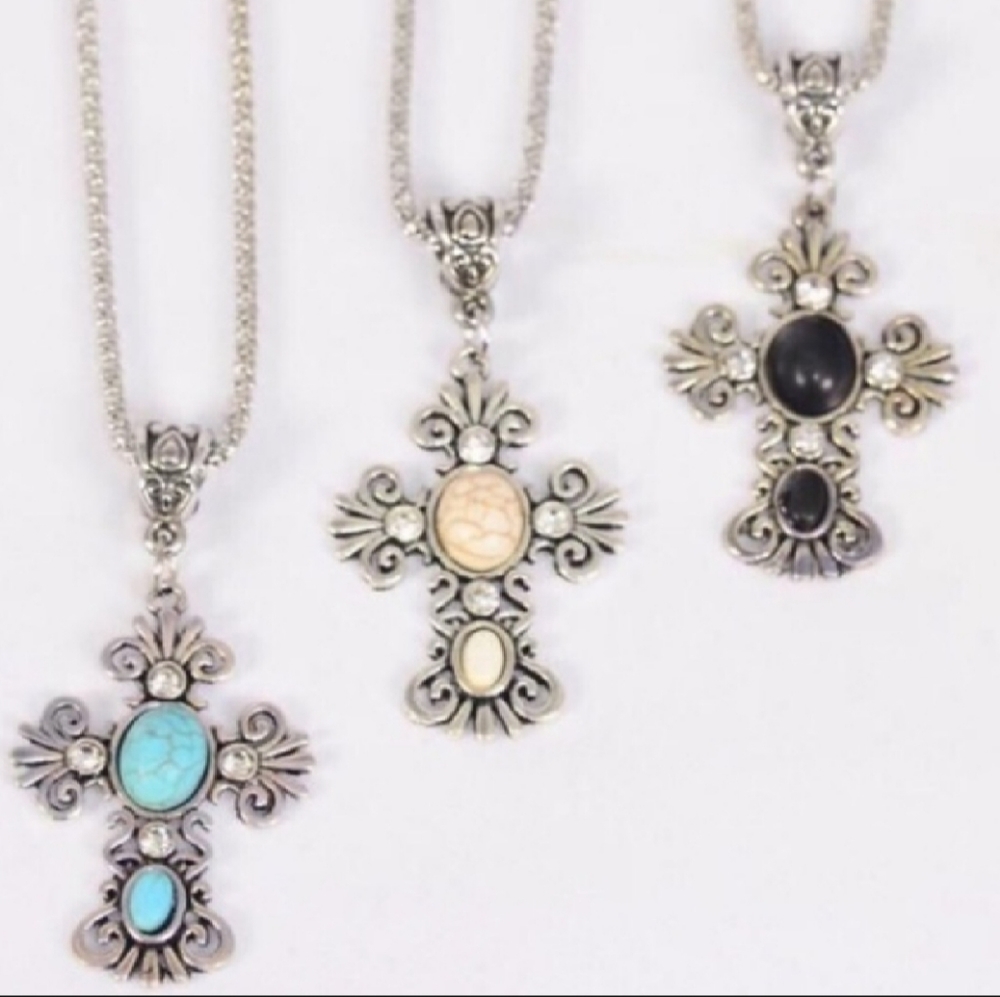 Cross Chain Stone Necklace